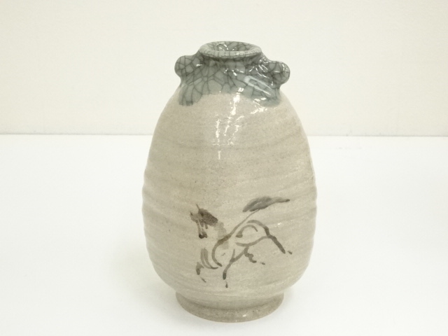  相馬駒焼　十五代　田代清治右衛門（法橋）造　花入（共箱）